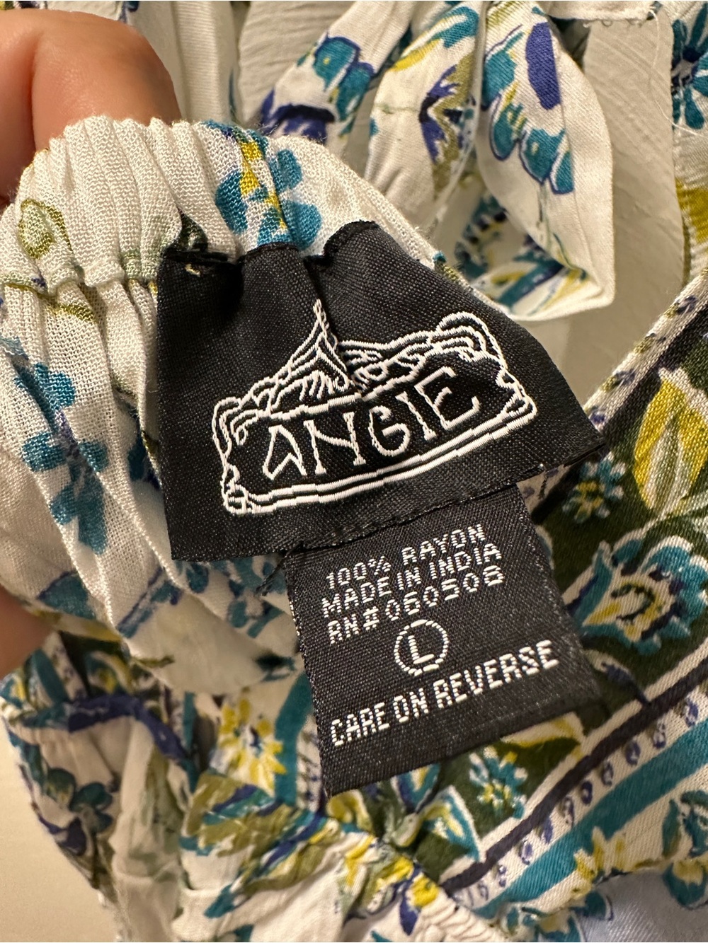 NWT Angie Womens White Blue Floral Tie Back Mini Dress Large - Picture 9 of 11